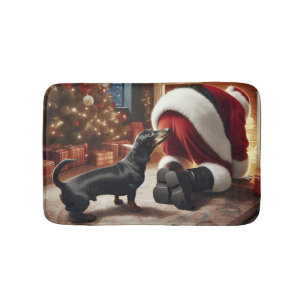 Dachshund och tomte badrumsmatta