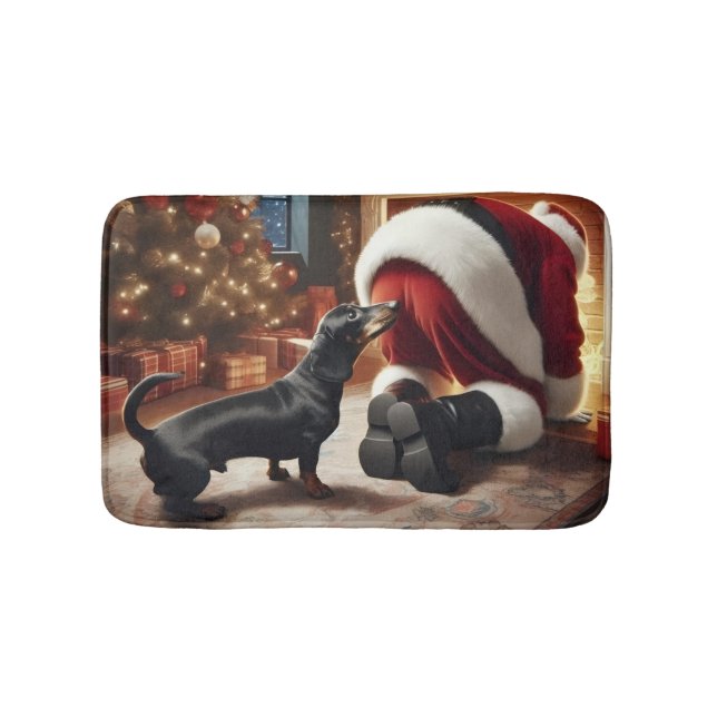 Dachshund och tomte  badrumsmatta (Framsidan)