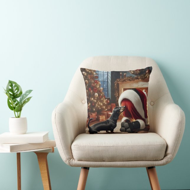Dachshund och tomte  kudde (Stol)
