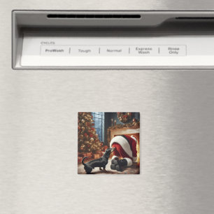 Dachshund och Tomte Magnet