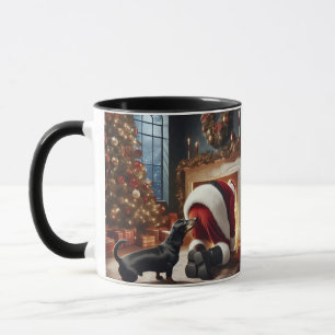 Dachshund och Tomte Mugg