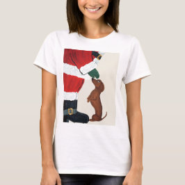 Dachshund Och Tomte T-shirt
