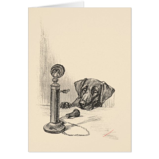 Dachshund och Vintage Mobil Hälsningskort (Framsidan)