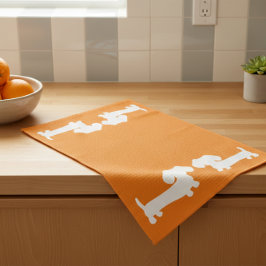 Dachshund Orange Dish Towel for Wiener Hundälskare Kökshandduk