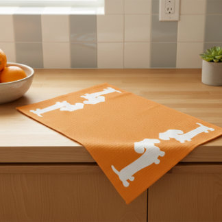 Dachshund Orange Dish Towel for Wiener Hundälskare Kökshandduk