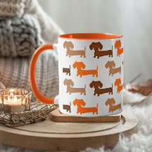 Dachshund & Orange Höst färger Doxie Kärlek
