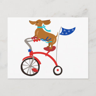Dachshund på cykel vykort