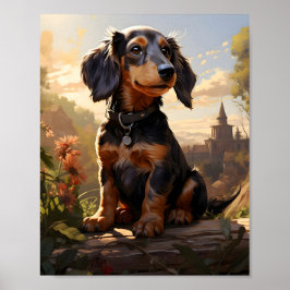 Dachshund på en logg Poster
