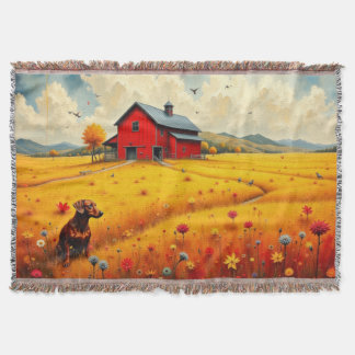 Dachshund på gården på hösten filt