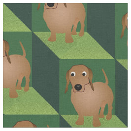 Dachshund på Grönt Cubes Tyg