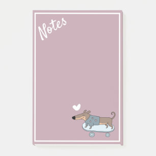Dachshund på skateboard Post-It lappar