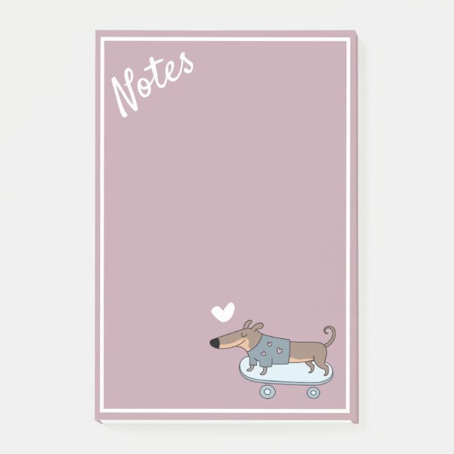 Dachshund på skateboard Post-It lappar (Framsida)