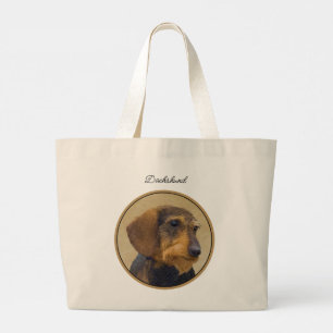 Dachshund Painting Black & Tan Hund Art med trådsp Jumbo Tygkasse
