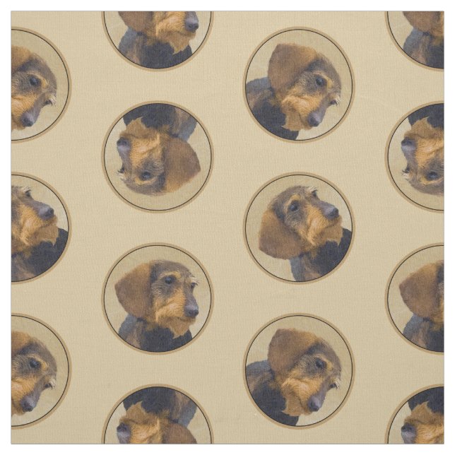 Dachshund Painting Black & Tan Hund Art med trådsp Tyg (Provkarta)