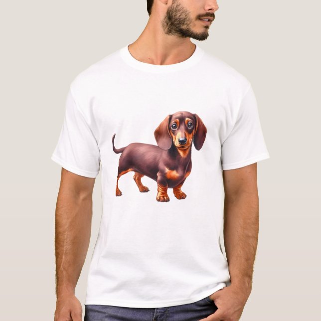 Dachshund Painting - Weiner Hund Watercolor Painti T Shirt (Framsida)