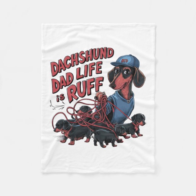 Dachshund Pappa är Ruff Fleecefilt (Framsidan)