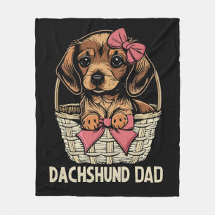 Dachshund Pappa Cute Dachshund Älskare Manar Wiene Fleecefilt