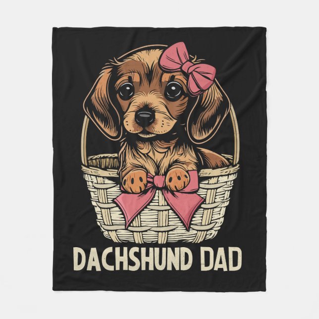 Dachshund Pappa Cute Dachshund Älskare Manar Wiene Fleecefilt (Framsidan)