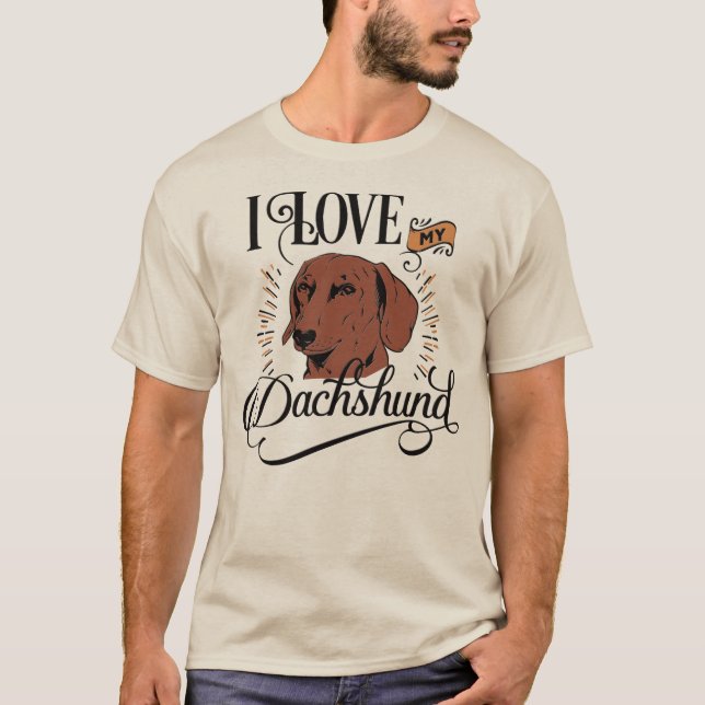 Dachshund Pappa: I Kärlek min Dachshund Light Mana T Shirt (Framsida)