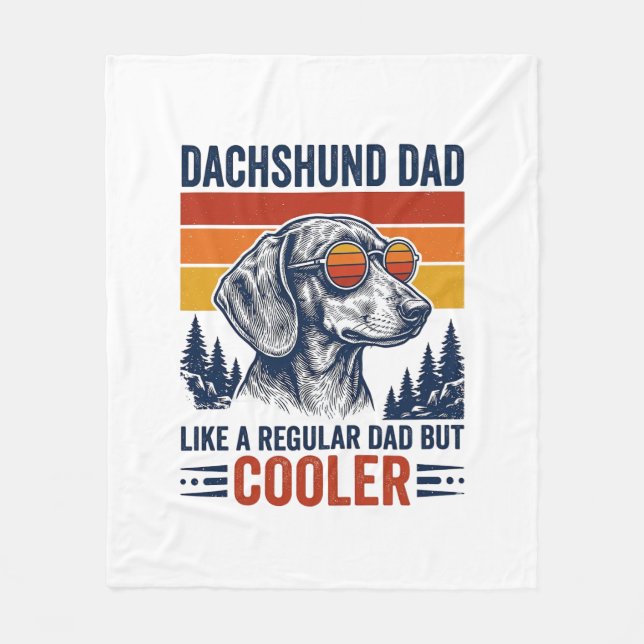 Dachshund Pappa Liksom en Vanlig Pappa Men Coolare Fleecefilt (Framsidan)