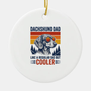Dachshund Pappa Liksom en Vanlig Pappa Men Coolare Julgransprydnad Keramik