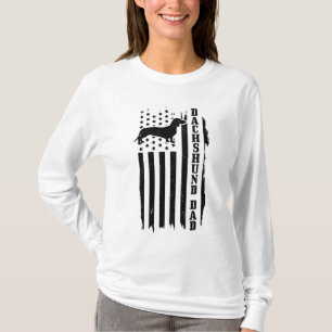 Dachshund Pappa Vintage American Flagga Patriotic T Shirt