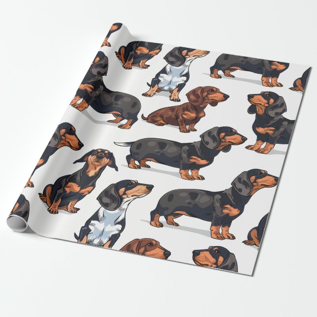 Dachshund Parad Wrapping Papper Presentpapper (Utrullad)