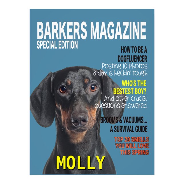 Dachshund Parody Magazine Cover Fototryck (Framsidan)