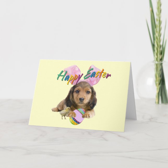 Dachshund Påskhare Helgkort (Framsida)