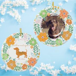 Dachshund Pastell Orange Anpassad Foto Minnesmärke Julgransprydnad Keramik