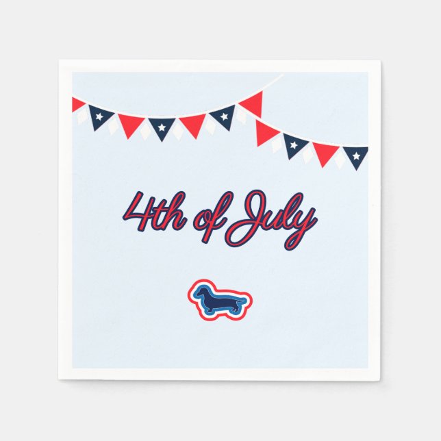 Dachshund Patriotisk Röd Vit Och Blå 4:e Juli Pappersservett (Framsidan)