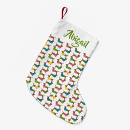 Dachshund Personlig jul (2 sidor) Mönster Liten Julstrumpa