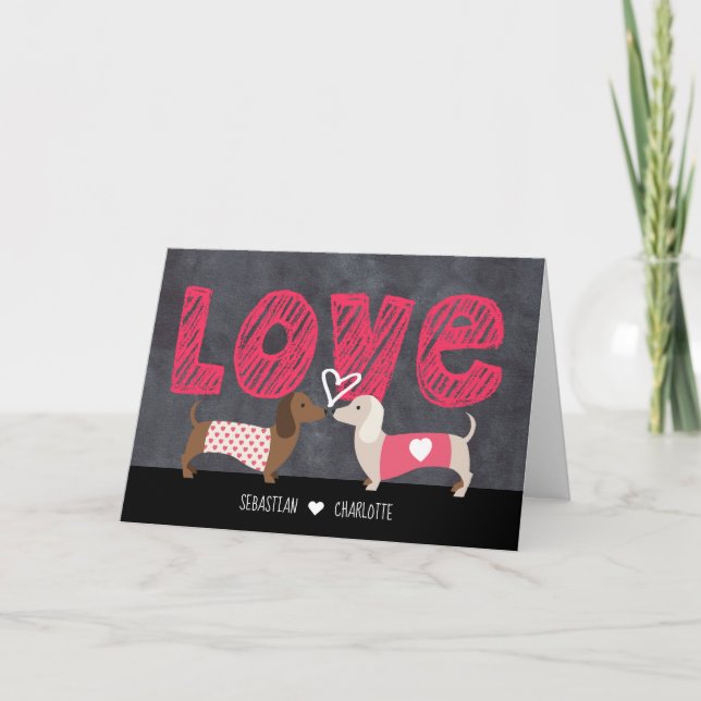 Dachshund Personlig Valentines day Helgkort (Framsida)