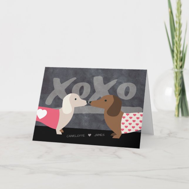 Dachshund Personlig xoxo Valentines day Helgkort (Framsida)