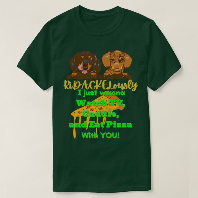 DACHSHUND PET FUNNY WIENER HUND GIFT TV CUDDLE OCH T SHIRT (Design framsida)