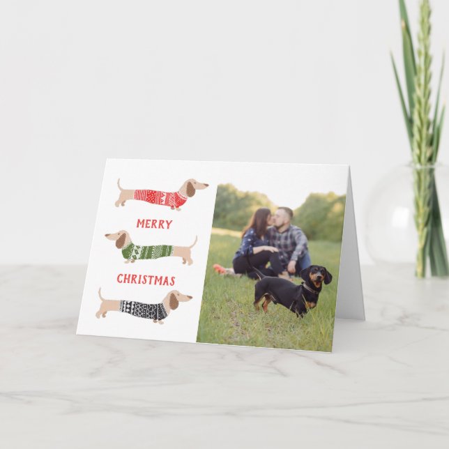 Dachshund Pet Hund Funny Photo jul Card Helgkort (Framsida)