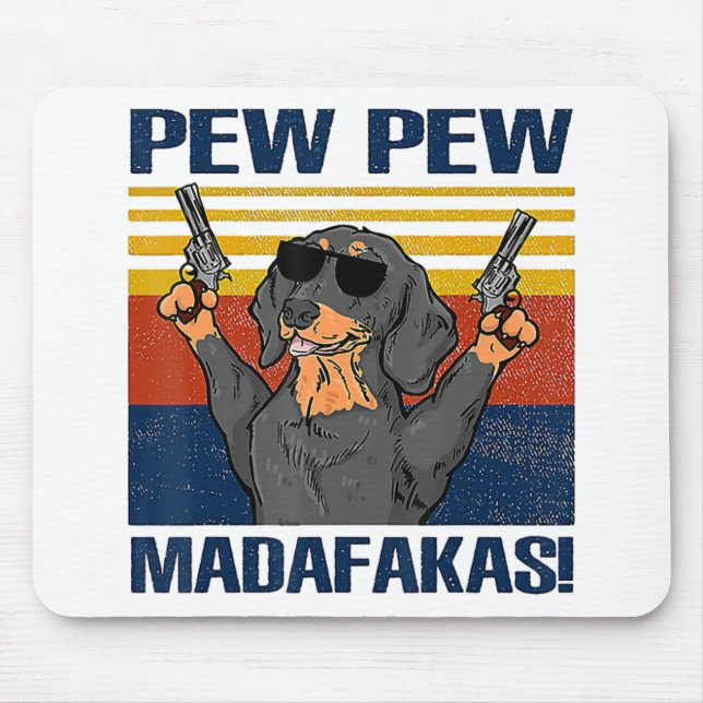 Dachshund Pew Pew Vintage Musmatta (Framsidan)