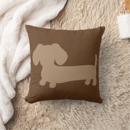 Dachshund Pillow Brown & Tan Neutralt Tones Kudde