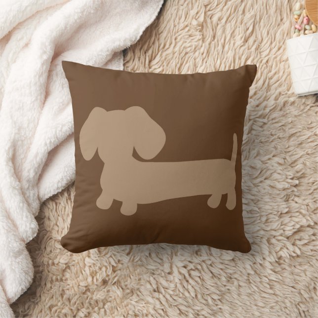Dachshund Pillow Brown & Tan Neutralt Tones Kudde (Filt)