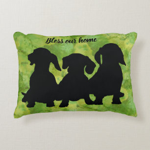 Dachshund Pillow Silhouette House Warming Gift Prydnadskudde
