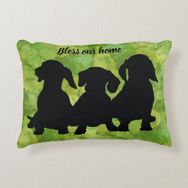 Dachshund Pillow Silhouette House Warming Gift Prydnadskudde (Framsidan)
