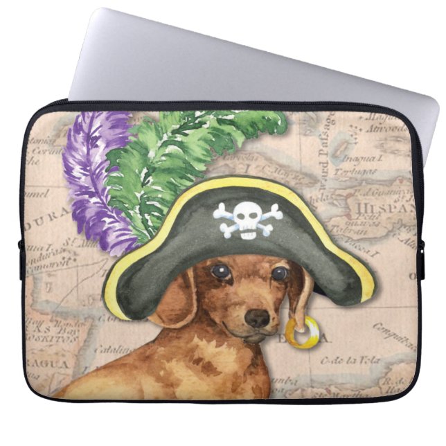 Dachshund Pirat Laptop Fodral (Framsidan)