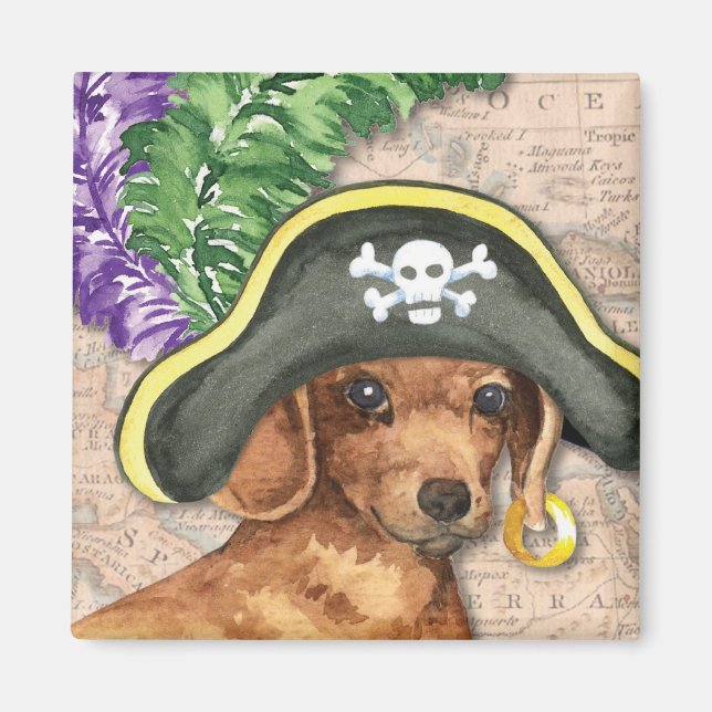 Dachshund Pirat Magnet (Framsidan)