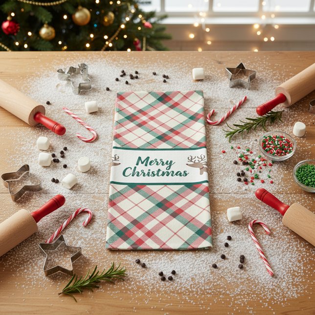 Dachshund Play-julköksgåva Kökshandduk (Dachshund Plaid Christmas Kitchen Gift Kitchen Towel)