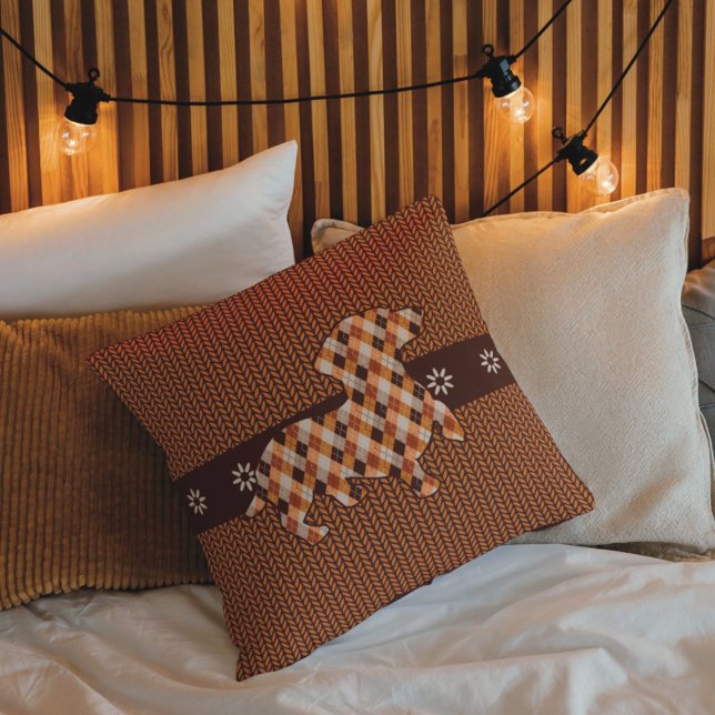 Dachshund Play och Faux Sticka Titta Dekorativ kud Kudde (Skapare uppladdad)