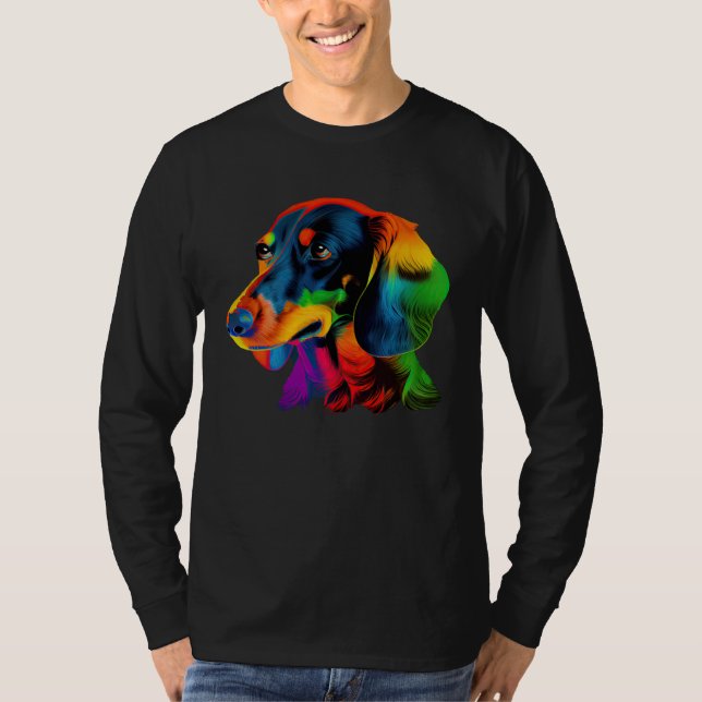 Dachshund Pop Colorful  Dachshund T Shirt (Framsida)