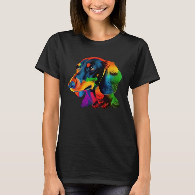 Dachshund Pop Colorful  Dachshund T Shirt (Framsida)