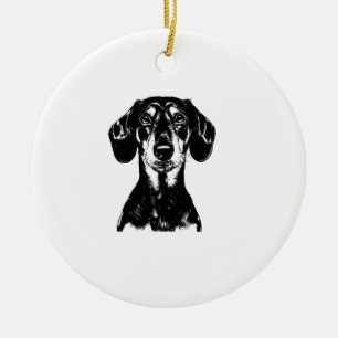 Dachshund Porträtt Minimalistisk Klänning Julgransprydnad Keramik