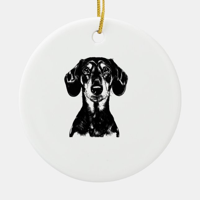 Dachshund Porträtt  Minimalistisk Klänning Julgransprydnad Keramik (Framsidan)
