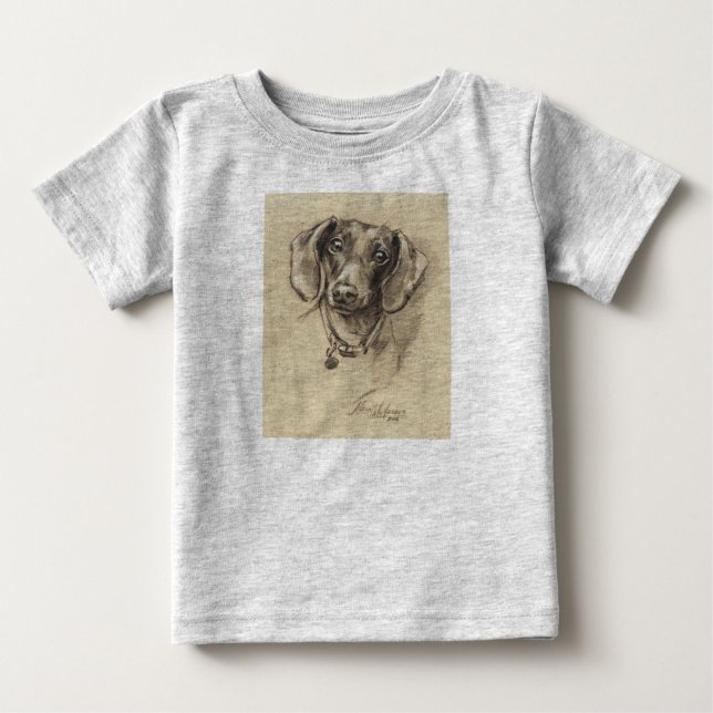Dachshund porträtt tee shirt (Framsida)